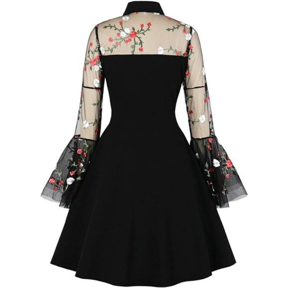 Women's Vintage Polka Dot 1950s Audrey Retro Rockabilly Dress Swing Dress - Picture 2 of 6